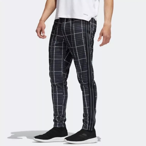adidas Other - Adidas Tiro Soccer Pants Mens M Gray Black Tartan Plaid Zip Pocket Tapered Leg